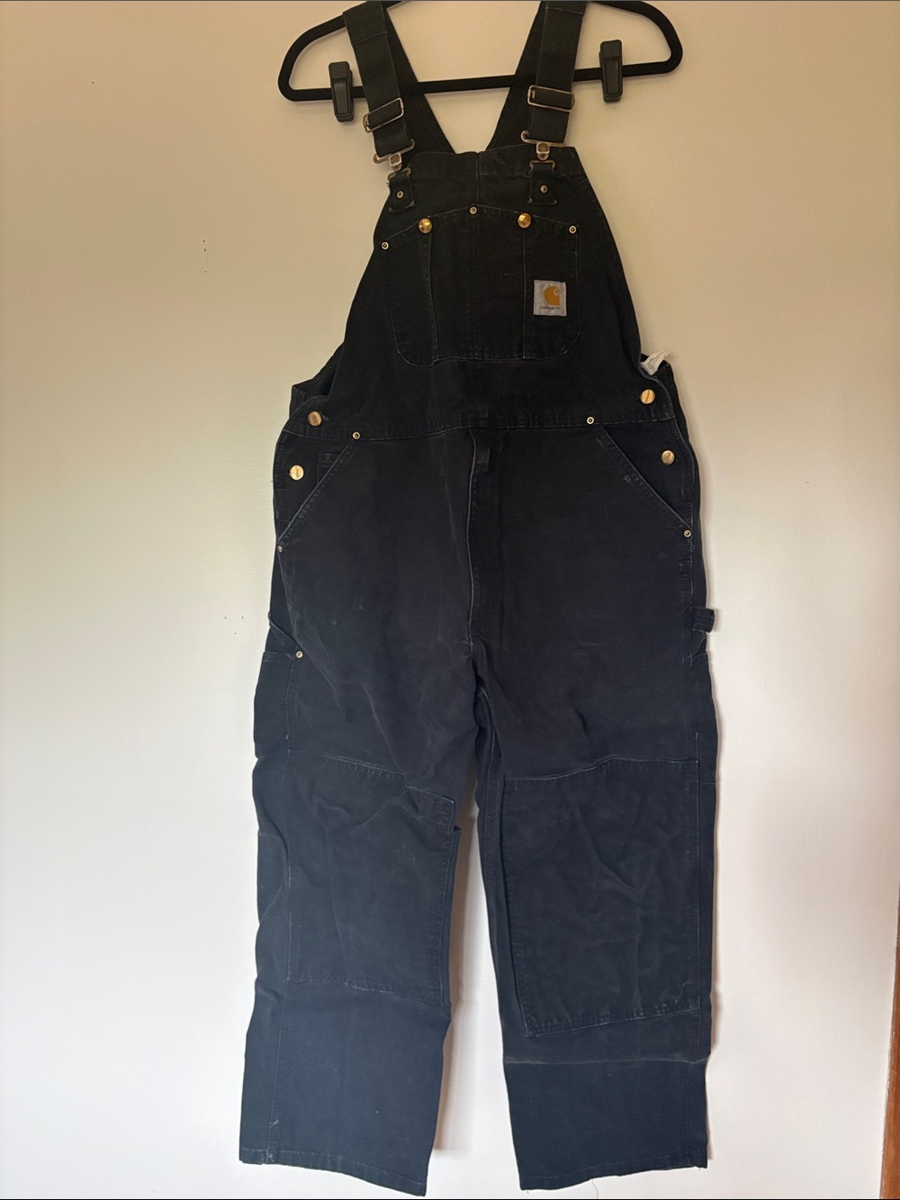 Carhartt Mens Black Canvas Work Overalls 40 x 30